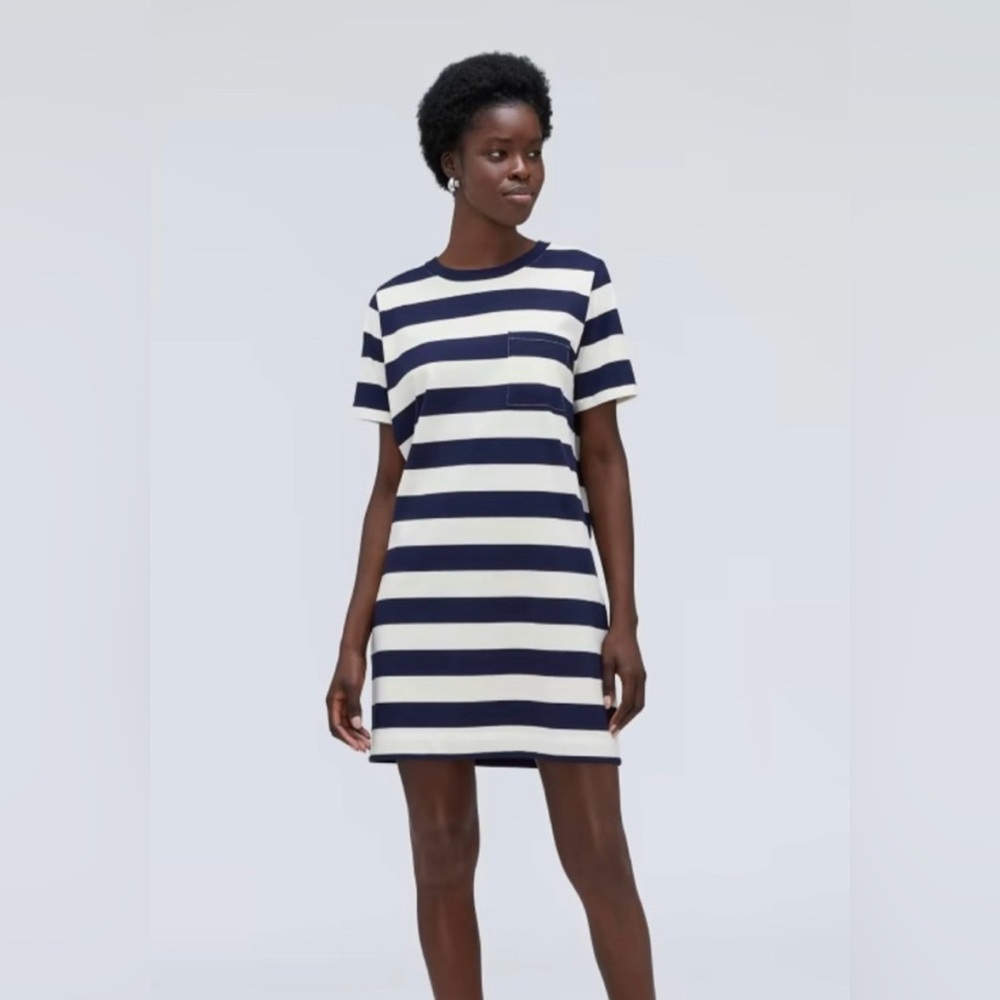Everlane Stripe Tee Dress XL Cotton Navy